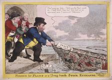 Fishing for Flats or a Drag from the Stock Exchange 1806. Artist: Anon