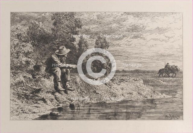 Fishing for Roach, 1865. Creator: Charles Emile Jacque.