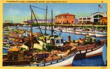 Fishing fleet, Fisherman's Wharf, San Francisco, California, USA, 1932
