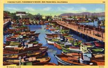 Fishing fleet, Fisherman's Wharf, San Francisco, California, USA, 1940