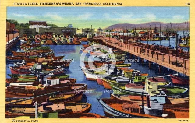 Fishing fleet, Fisherman's Wharf, San Francisco, California, USA, 1940. Artist: Unknown