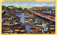 Fishing fleet, Fisherman's Wharf, San Francisco, California, USA, 1940