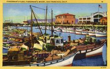 Fishing fleet, Fisherman's Wharf, San Francisco, California, USA, 1932