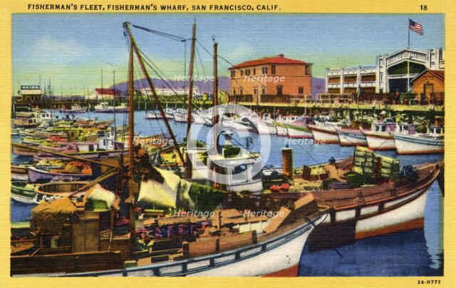 Fishing fleet, Fisherman's Wharf, San Francisco, California, USA, 1932. Artist: Unknown