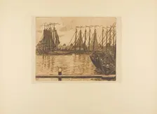 Fishing Fleet, from the seventh album of L'Estampe originale, 1893, published 1894. Creator: Théo van Rysselberghe