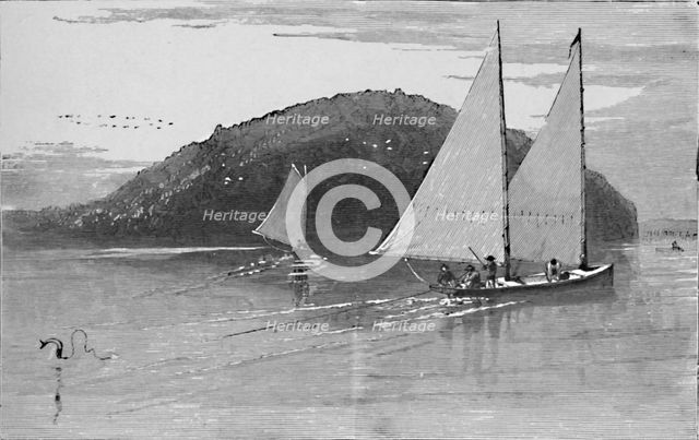 'Fishing from a sail-boat', 1883. Artist: Unknown.