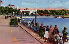 Fishing from the Causeway Bridge, Clearwater, Florida, USA, 1940