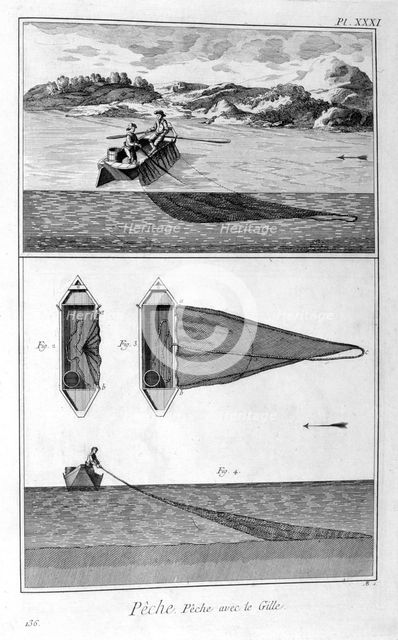 Fishing, gillnetting, 1751-1777. Artist: Unknown