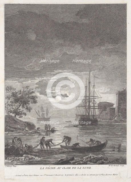Fishing in the Moon Light, ca. 1771. Creator: Bertaud.