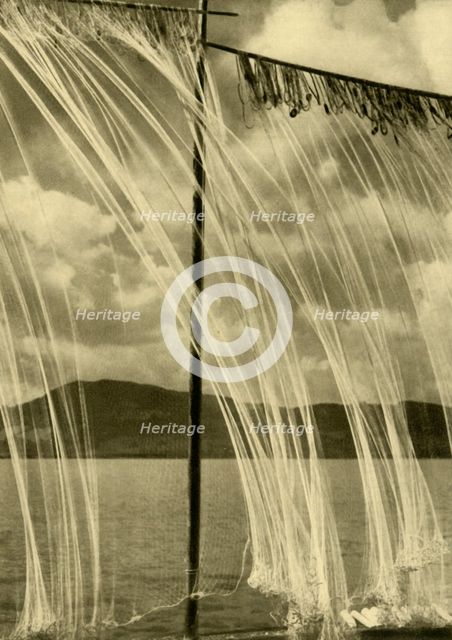 Fishing nets, Attersee, Upper Austria, c1935.  Creator: Unknown.