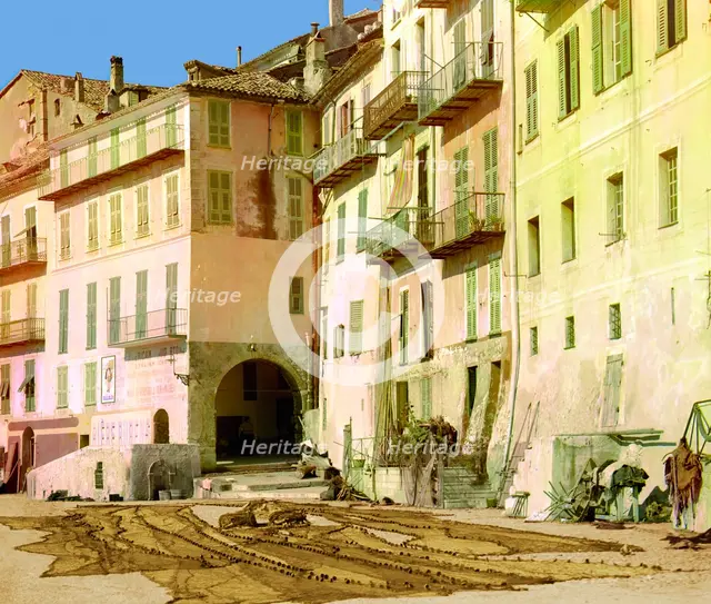Fishing nets drying, between 1905 and 1915. Creator: Sergey Mikhaylovich Prokudin-Gorsky.