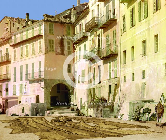 Fishing nets drying, between 1905 and 1915. Creator: Sergey Mikhaylovich Prokudin-Gorsky.