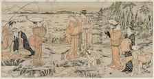 Fishing on the Chopping Board Rock at Enoshima, early 1790s. Creator: Kitagawa Utamaro (Japanese, 1753?-1806)