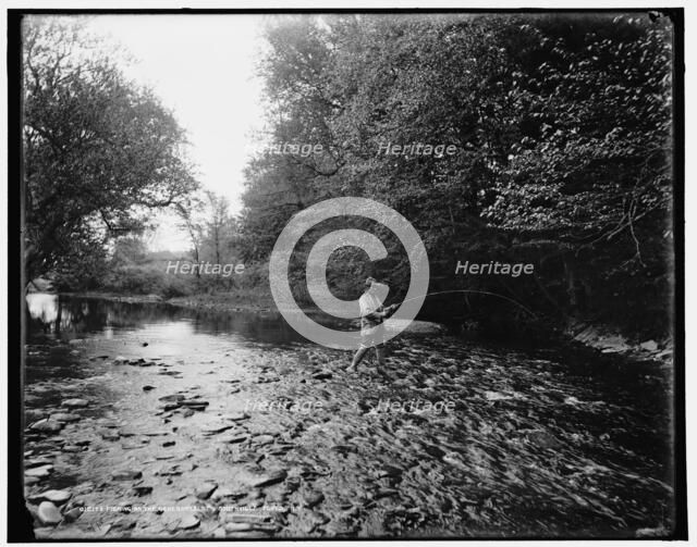 Fishing on the Genegantslet, Smithville Flats, N.Y., between 1890 and 1901. Creator: Unknown.