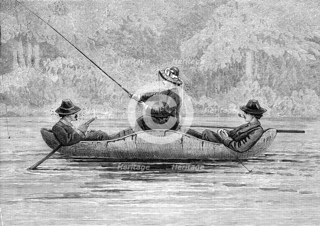 Fishing on the Ristigouche, in Canada - drawing by Princess Louise, 1880. Creator: Unknown.