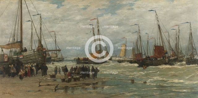 Fishing Pinks in Breaking Waves, c.1875-c.1885. Creator: Hendrik Willem Mesdag.