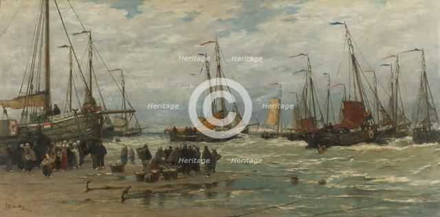 Fishing Pinks in Breaking Waves, c.1875-c.1885. Creator: Hendrik Willem Mesdag.