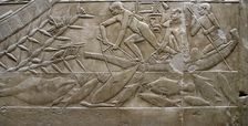 Fishing scene relief, Mastaba of Kagemni, Saqqara, Egypt, Old Kingdom, 6th Dynasty, 2350 BC (2003). Creator: Unknown