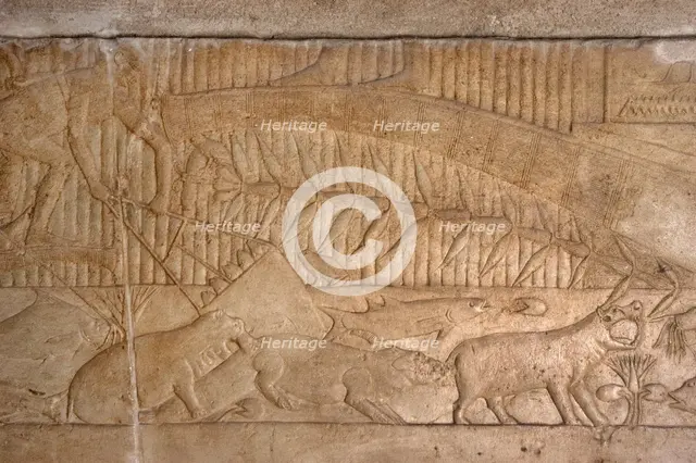 Fishing scene relief, Mastaba of Kagemni, Saqqara, Egypt, Old Kingdom, 6th Dynasty, 2350 BC (2003). Creator: Unknown.