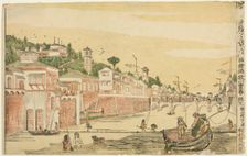 Fishing (Senadori no zu), from the series "Dutch Perspective Pictures (Oranda uki-e)", c. 1768. Creator: Utagawa Toyoharu