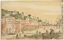 Fishing (Senadori no zu), from the series "Dutch Perspective Pictures (Oranda uki-e)", c. 1768. Creator: Utagawa Toyoharu