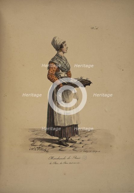 Fishwife. From the Series "Cris de Paris" (The Cries of Paris), 1815. Creator: Vernet, Carle (1758-1836).