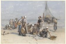 Fishwives on the Beach at Scheveningen, c.1880-c.1885. Creator: Bernardus Johannes Blommers