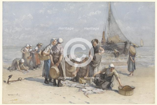 Fishwives on the Beach at Scheveningen, c.1880-c.1885. Creator: Bernardus Johannes Blommers.