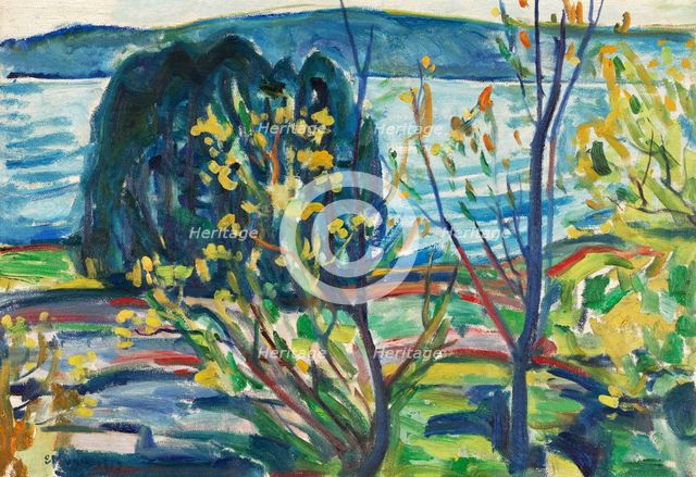 Fjordlandskap (Fjord Landscape), 1914-1926. Creator: Edvard Munch.