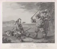 Fluellen Making Pistol Eat the Leek (Shakespeare, Henry V, Act 5, Scene 1), August 1, 1795. Creator: Robert Mitchell Meadows