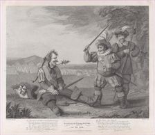 Fluellen Making Pistol Eat the Leek (Shakespeare, Henry V, Act 5, Scene 1), August 1, 1795. Creator: Robert Mitchell Meadows