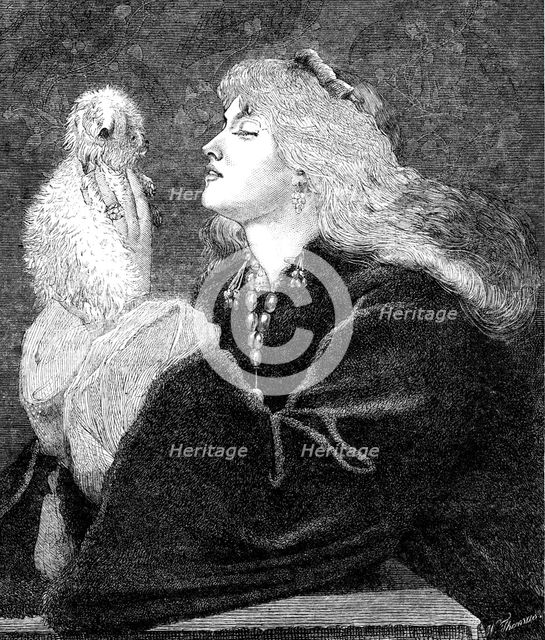 "Fluffy", by J. M. Jopling, in the Exhibition of the Institute of Painters in Water Colours, 1864. Creator: W Thomas.