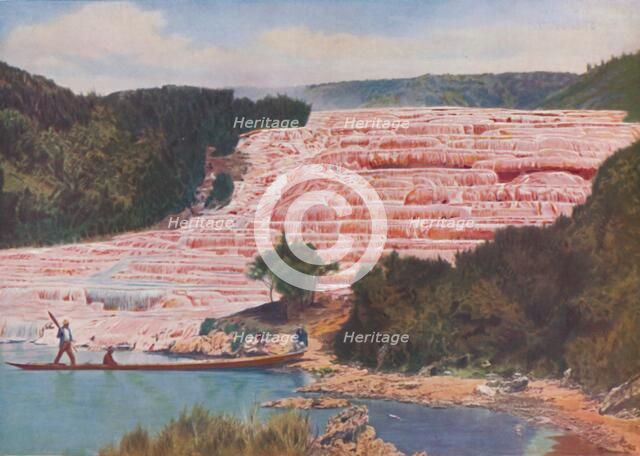 'Flushed Beauty of New Zealand's Pink Terraces Before Their Utter Destruction', c1935. Artist: ENA.