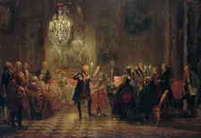 Flute Concert with Frederick the Great in Sanssouci, 1850-1852. Artist: Menzel, Adolph Friedrich, von (1815-1905)