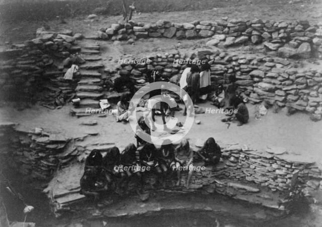 Flute dancers at Tureva Spring, c1905. Creator: Edward Sheriff Curtis.