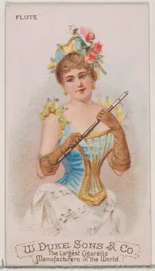 Flute, from the Musical Instruments series (N82) for Duke brand cigarettes, 1888., 1888. Creator: Schumacher & Ettlinger