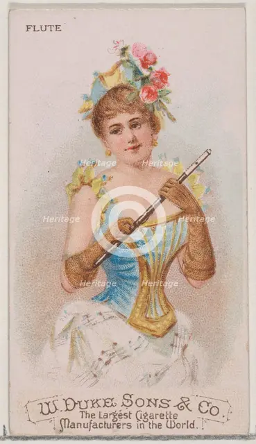 Flute, from the Musical Instruments series (N82) for Duke brand cigarettes, 1888., 1888. Creator: Schumacher & Ettlinger.