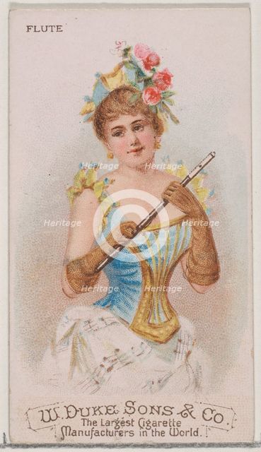 Flute, from the Musical Instruments series (N82) for Duke brand cigarettes, 1888., 1888. Creator: Schumacher & Ettlinger.