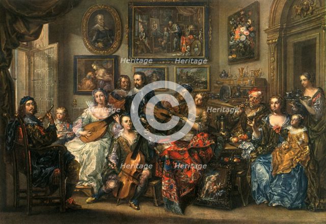 'Flute, lute, cello and violin; Johann Georg Platzer (1704-1761)', 1948. Artist: Johann Georg Platzer.