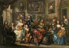Flute, lute, cello and violin; Johann Georg Platzer (1704-1761) 1948. Artist: Johann Georg Platzer