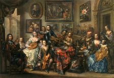 Flute, lute, cello and violin; Johann Georg Platzer (1704-1761) 1948. Artist: Johann Georg Platzer