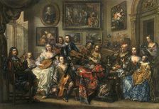 Flute, lute, cello and violin; Johann Georg Platzer (1704-1761) 1948. Artist: Johann Georg Platzer