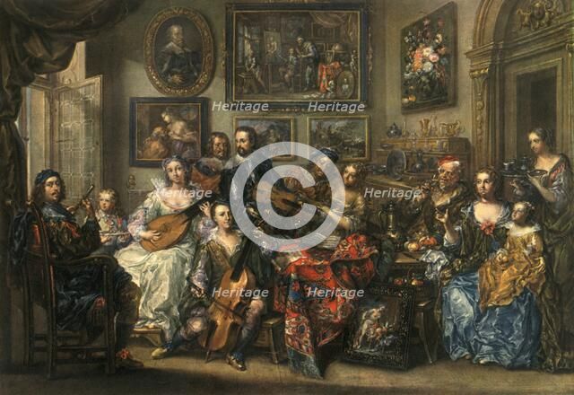 'Flute, lute, cello and violin; Johann Georg Platzer (1704-1761)', 1948. Artist: Johann Georg Platzer.