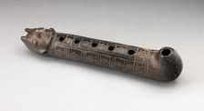 Flute with Incised Geometric Motif and Mouth in the Form of a Human Head, A.D. 1200/1450. Creator: Unknown