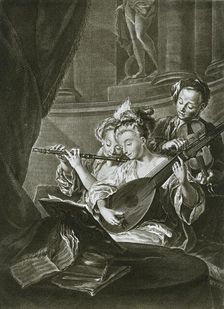 Flute, violin and chitarrone (George Frederick Handel as a young musician in Hamburg); eighteenth c