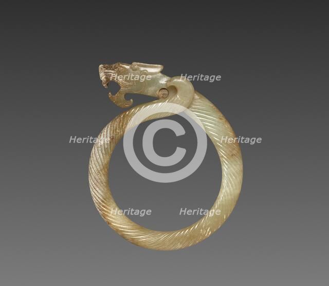 Fluted Ring with Dragon Head (Huan), 475-221 BC. Creator: Unknown.