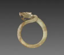 Fluted Ring with Dragon Head (Huan), 475-221 BC. Creator: Unknown
