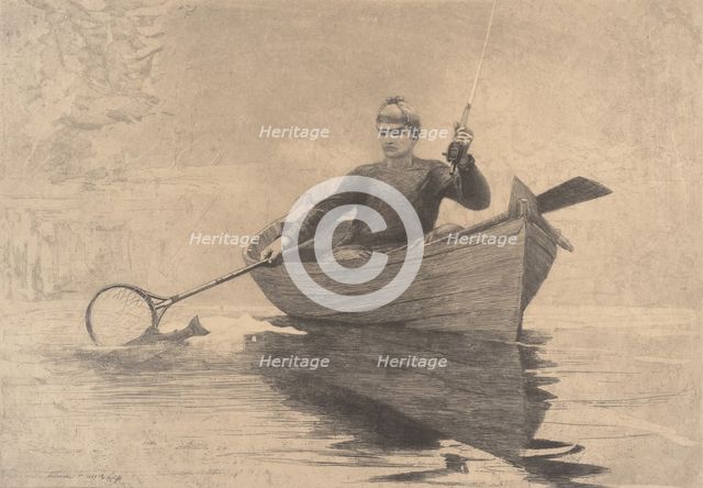 Fly Fishing, Saranac Lake, 1889. Creator: Winslow Homer.