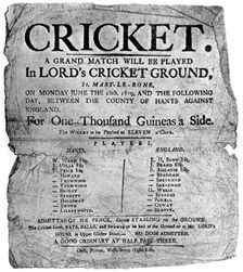 Flyer advertising a cricket match between Hampshire and England, 1819 ((1912)