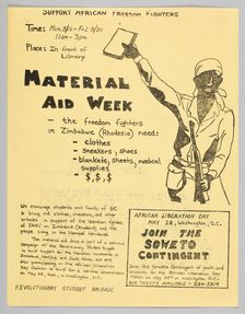 Flyer advertising a donation drive to support African Freedom Fighters, 1977. Creator: Unknown